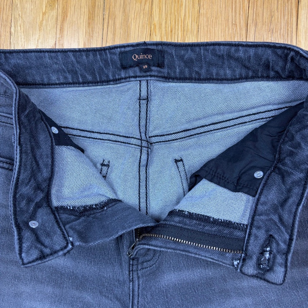 Quince Bella Stretch Relaxed Straight Jeans Womens 29 Stonewashed Grey High Rise - Picture 3 of 9